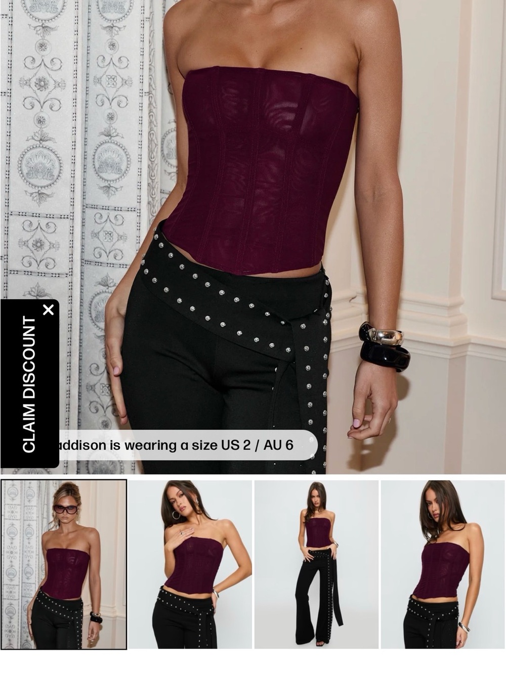 Strapless Burgundy Corset Top